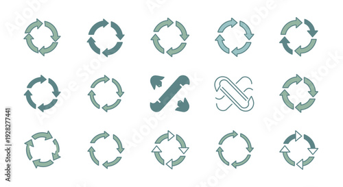 Recycle arrows circle icons collection, eco concept