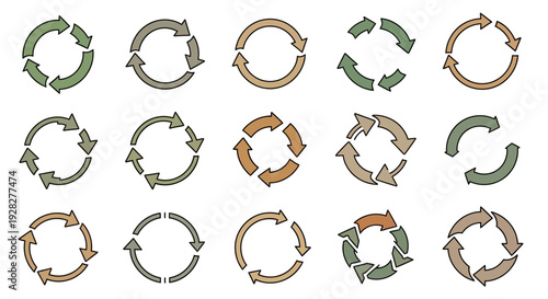 Recycle Arrows Circle Set. Circular Arrow Icons
