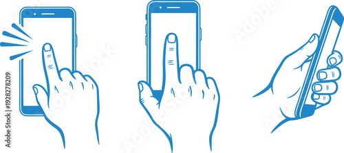 Mobile phone touchscreen gestures illustration