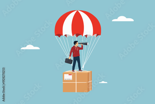 Business Man With Parachute