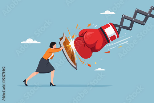 Woman Defending Against Impact