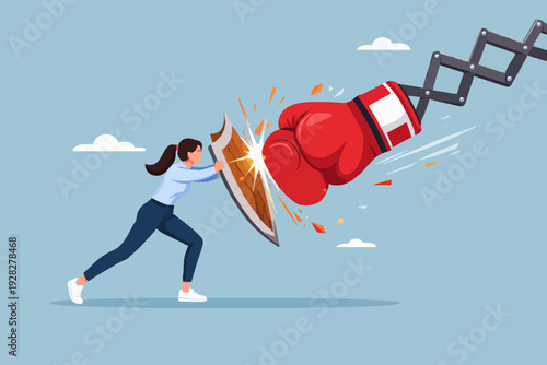 Woman Defending Against Impact