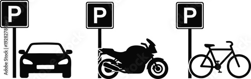Parking signs for various vehicles