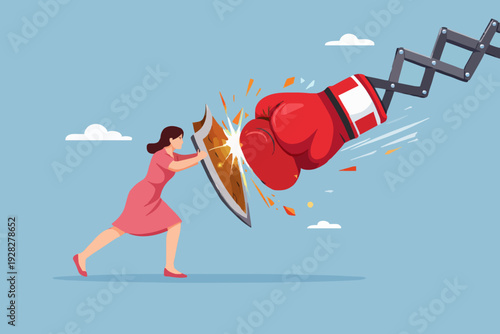 Woman with shield and fist