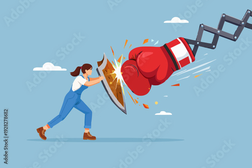 Woman Defending Against Impact