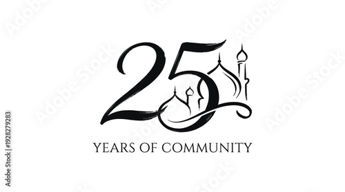 25 years of community logo with a mosque design