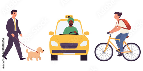 Diverse people character set of different occupations and social groups in flat vector style