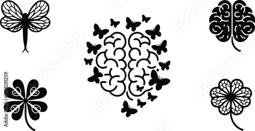 Multiple Sclerosis Awareness Silhouette Icon Set MS Awareness Typography Silhouette Icon Collection