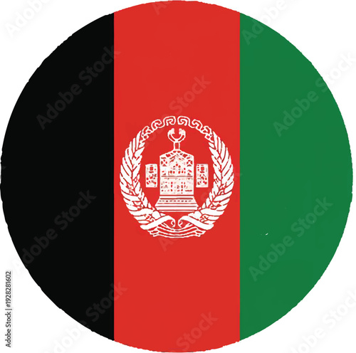 afghanistan round flag emblem vector graphic