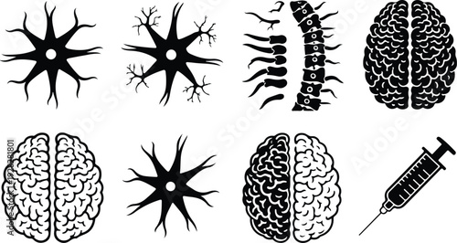 Multiple Sclerosis Awareness Silhouette Icon Set MS Awareness Typography Silhouette Icon Collection