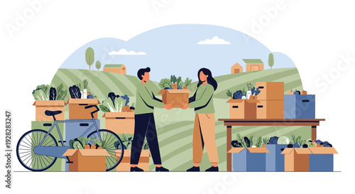 Farmers Exchanging Produce at a Rural Market.