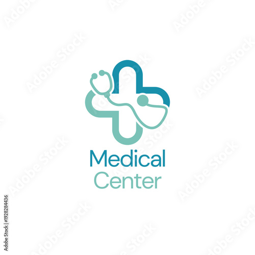 Medical center logo with cross and stethoscope