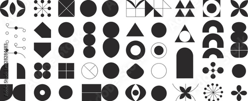 Wallpaper Mural Abstract geometric shape icon set, modern minimal circles squares triangles, black and white design elements for branding and UI Torontodigital.ca