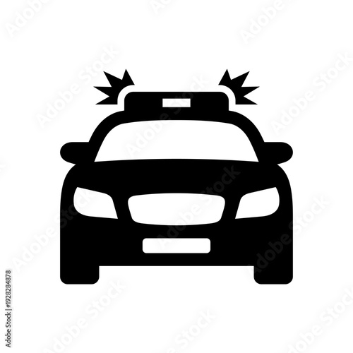Police car icon. Vector icon isolated on white background.