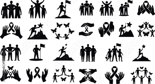 MS Awareness Typography Silhouette Icon Collection