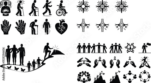 MS Awareness Typography Silhouette Icon Collection