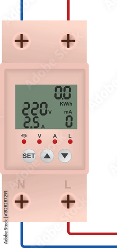 Electricity counter display. vector illustration
