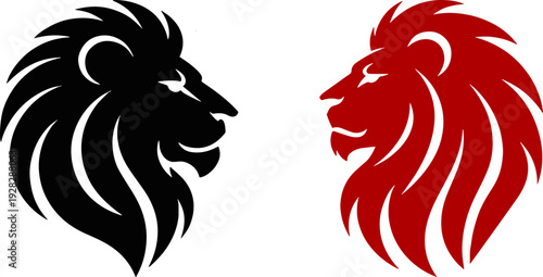 Lion Head Logo Vector – Black and Red Lion Mascot Design