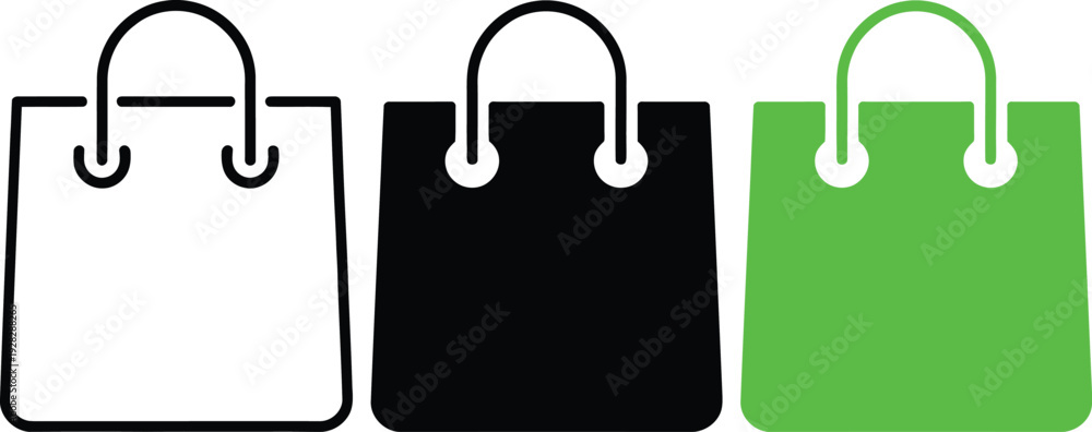Φωτογραφία Three shopping bags in different colors lined up side by side