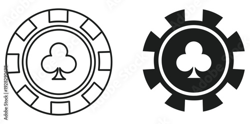 Casino poker chip gambling icon set vector icon set editable stroke outline symbol design collection isolated graphic element modern minimal style interface concept vector icon set editable stroke out