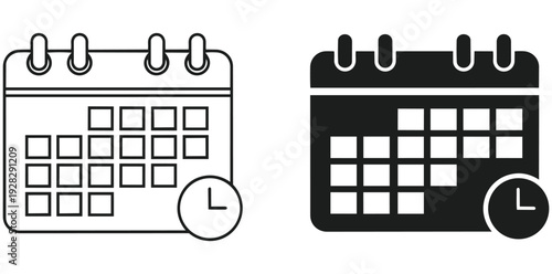 Calendar schedule date icon set vector icon set editable stroke outline symbol design collection isolated graphic element modern minimal style interface concept vector icon set editable stroke outline