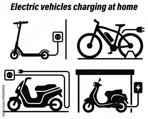 Electric vehicles charging at home with eco-friendly transportation options