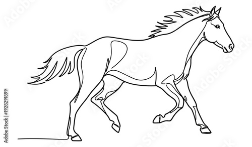 Running Horse Continuous Line Art – Dynamic Minimalist Monoline Vector
