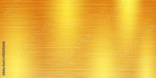 Vector gold metallic tones background. Abstract gradient bright and shiny light reflection brushed steel metal texture. Illustration for background, backdrop, web, wallpaper, print and design artwork.