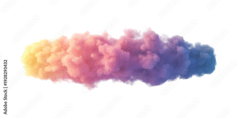 Fototapeta premium Abstract vibrant gradient smoke cloud with pink orange and blue colors isolated on white background vector illustration graphic design