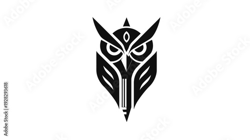 Stylized Geometric Owl Head Vector Logo Icon. Modern Abstract Illustration of a Wise Bird Symbol, Perfect for Graphic Design.