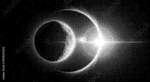 Halftone solar eclipse Black and White dither