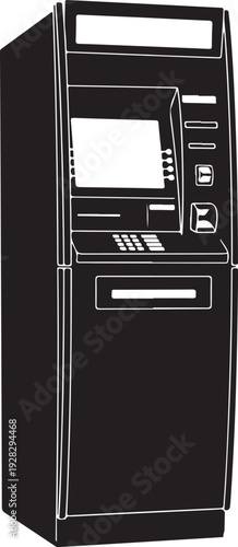 Atm machine or cash machine with card reader and keypad isolated on transparent background