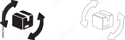 Reverse logistics vector icon. Return parcel symbol. Circular economy concept.