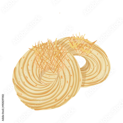 Delicious bagels with melted cheese on top isolated on white