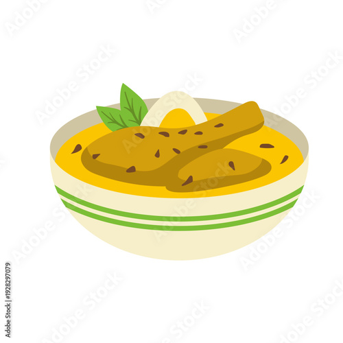 Delicious bowl of chicken tikka masala with herbs and spices