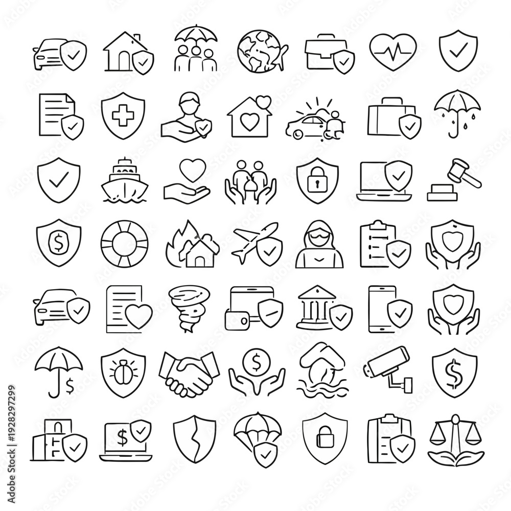 Fototapeta premium A collection of colorful business and finance icons representing various concepts and ideas in a modern flat design style.