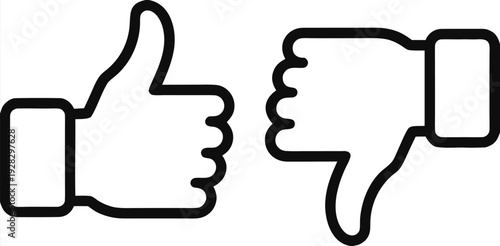 Standard outlined icons representing approval with a thumb up and disapproval with a thumb down
