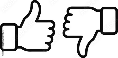 Standard outlined icons representing approval with a thumb up and disapproval with a thumb down
