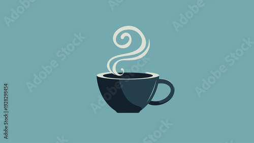 Minimalist Steaming Coffee Cup Icon Representing Warmth and Hot Beverages in a Contemporary Flat Design Style