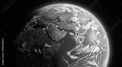 Planet Earth Halftone Abstract View dither