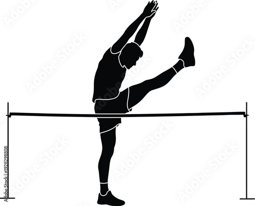 Silhouette of a gymnast performing a handstand on a balance beam silhouette