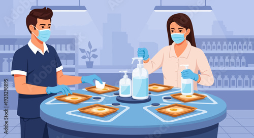 Healthcare Workers Wearing Masks and Gloves.