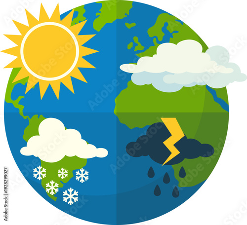 World meteorological day illustration. Weather, climate, forecast vector isolated.