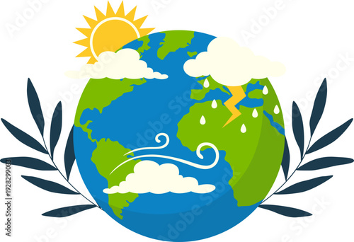 World meteorological day illustration. Weather, climate, forecast vector isolated.