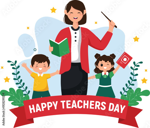 Happy teachers day vector Illustration.

