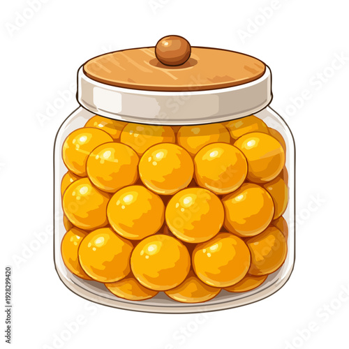 Cartoon illustration of a jar filled with yellow candies