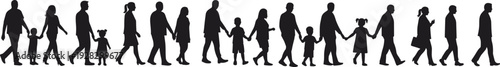 Family walking together, silhouettes, family unity, parent-child relationship, togetherness, happy family, walking outdoors, connection, love, family bonding