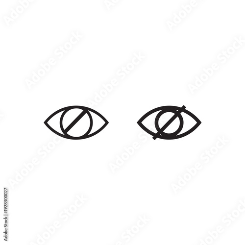 Minimalist Eye Off and Hidden Vision Icon Set