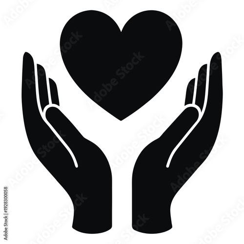 Heart Held by Hands Silhouette Symbolizing Care and Love
