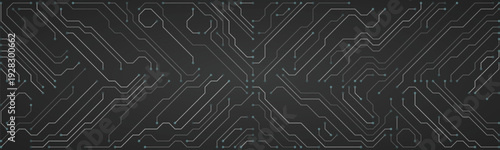 Dark Gray Circuit Board Pattern Abstract Digital Technology Network Background Futuristic Electronic Connections with Teal Accents